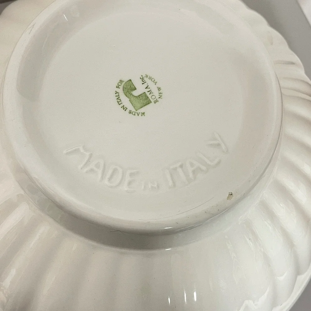 Roma Inc Vintage Serving Bowl Unisex Large White Floral Hand Painted Italy